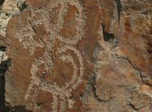 Prehistoric rock drawings near Natanz in central Iran