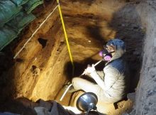 A member of the research team carries out work at Paisley Caves, Oregon. Photo credit: Dr John Blong, Newcastle University