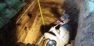 A member of the research team carries out work at Paisley Caves, Oregon. Photo credit: Dr John Blong, Newcastle University