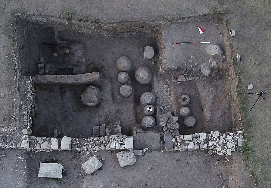 An aerial photo of the granary in the ancient city of Amorium, Afyonkarahisar, central Turkey, July 31, 2020. (AA PHOTO)