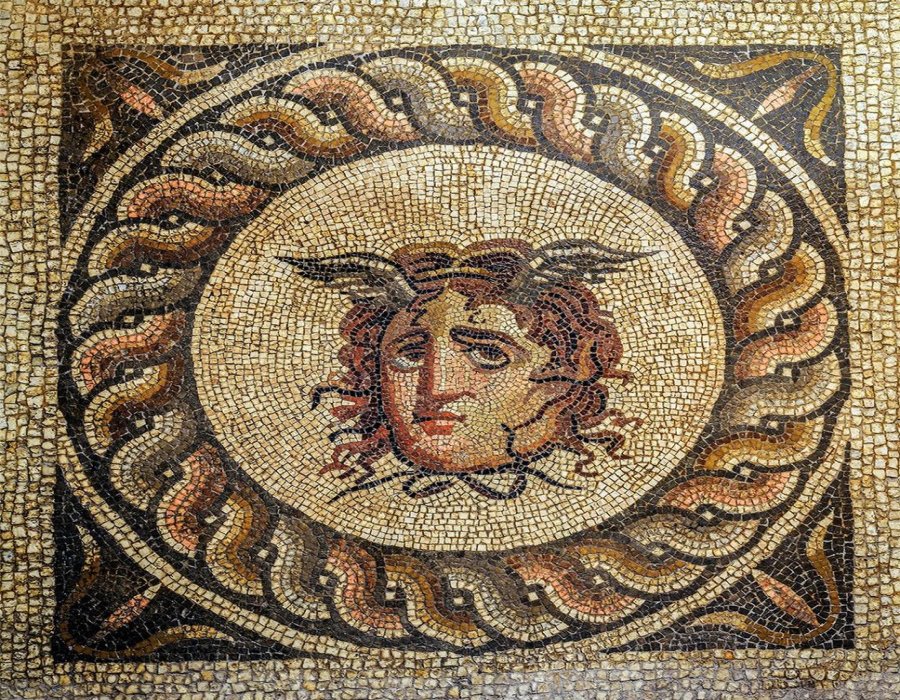 This mosaic depicts Medusa from the Greek mythology. Image credit: AA