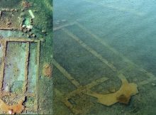 The remains of basilica found underwater Lake Iznik. Turkey