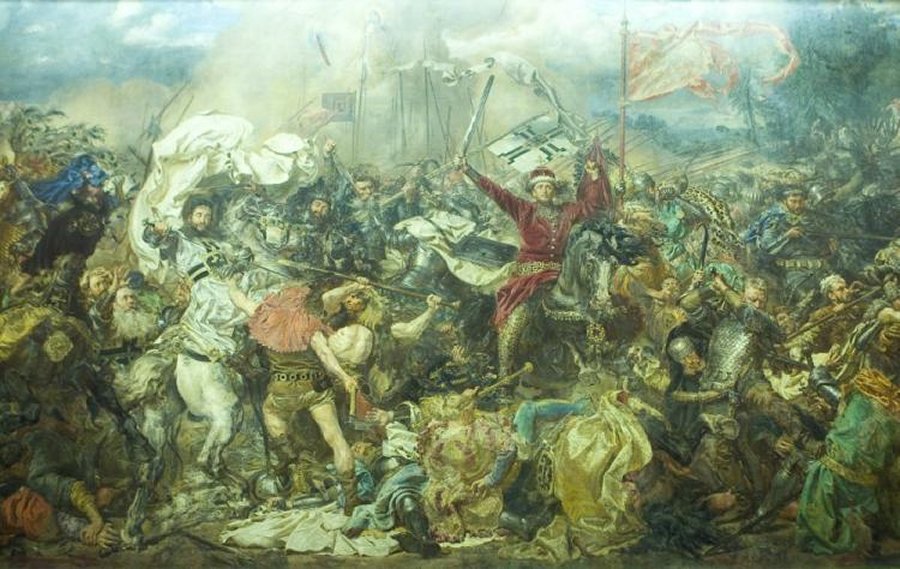 An excerpt from the painting "Battle of Grunwald" by Jan Matejka. Photo: PAP / P. Kula