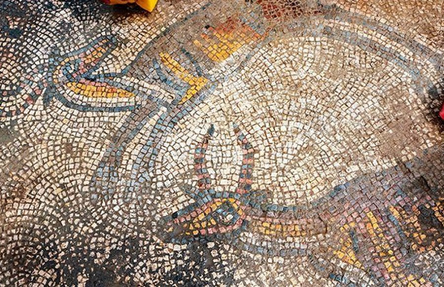 A view of one of the mosaics found at the church, in Mardin, southeastern Turkey, Sept. 22, 2020. Image credit: AA