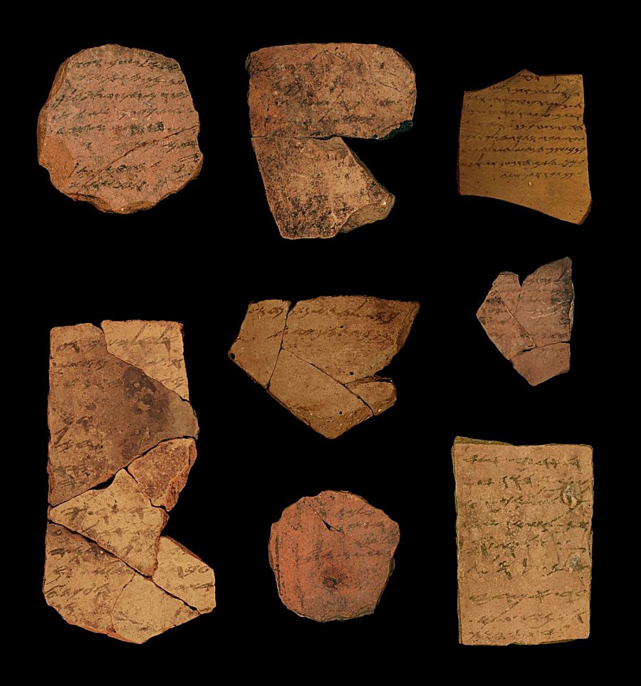 Examples of Hebrew ostraca from Arad. Credit: Michael Cordonsky, TAU and the Israel Antiquities Authority