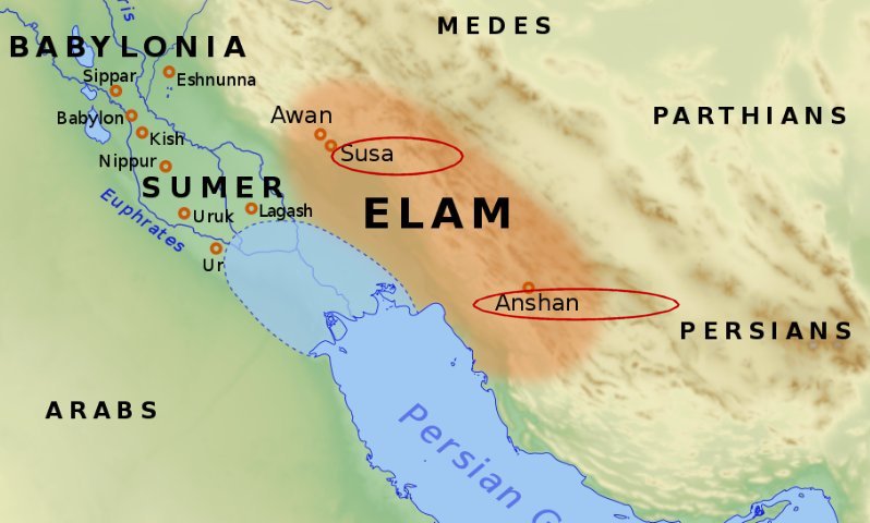 Map of Sumer, Elam, Zagros Mountains