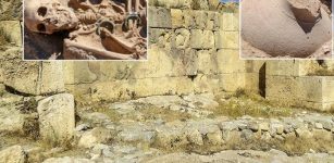 The skeleton of the Urartian woman is seen at the necropolis of the Çavuştepe Castle, Van, eastern Turkey,