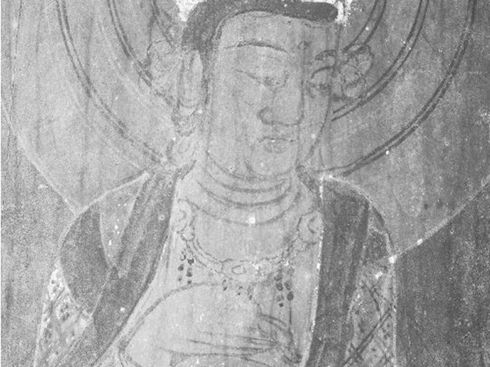 Hidden in plain sight on columns covered by soot, researchers discovered ancient paintings showing eight Buddhist saints. The images were uncovered in 2019 using infrared cameras. Credit: Noriaki Ajima and Yukari Takama