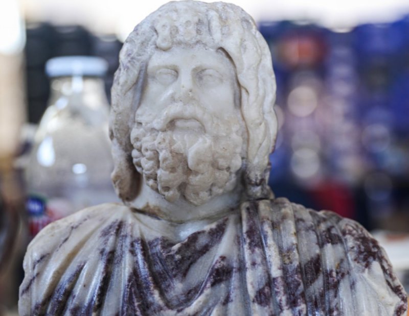 The marble bust of Serapis found in the ancient city of Kibyra, Burdur province, southwestern Turkey, Nov. 23, 2020. (AA Photo)