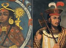 Left: Atahualpa, Fourteenth Inca. 18th-century painting by the Cusco School, (Brooklyn Museum). Image credit: Brooklyn Museum - Public Domain; Right: Imaginary portrait of the Inca Huayna Cápac. Image credit: FUEJXJDK - CC BY-SA 4.0