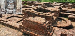 900 Year Old Buddhist Monastery, Sculpture Witha Coiled Crown And Chakra Discovered In Eastern India