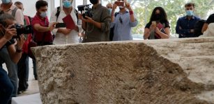 Photographers take pictures during the presentation to the press of an archeological finding that emerged during the excavations at a Mausoleum in Rome, Friday, July 16, 2021. (AP Photo/Domenico Stinellis)