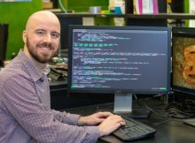 George Long, a graduate student of bioinformatics at McMaster, is the lead author of a study that identified and reconstructed the first ancient genome of E. coli using fragments extracted from the gallstone of a 16th century mummy. (Photo by Georgia Kirkos/McMaster University)