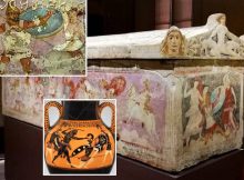 Sarcophagus Of The Amazons: Etruscan Coffin With Paintings Of Dynamic Fighting Scenes Of Greeks With Amazons