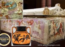 Sarcophagus Of The Amazons: Etruscan Coffin With Paintings Of Dynamic Fighting Scenes Of Greeks With Amazons