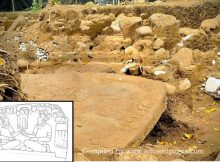 Unusual Veracruz Monolith Illustrates People Receiving Sacred Liquid From A Divine Source Above Them