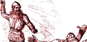 Giant Hrungnir Who Lost The Race And Engaged In A Deadly Duel With Mighty Thor In Norse Mythology