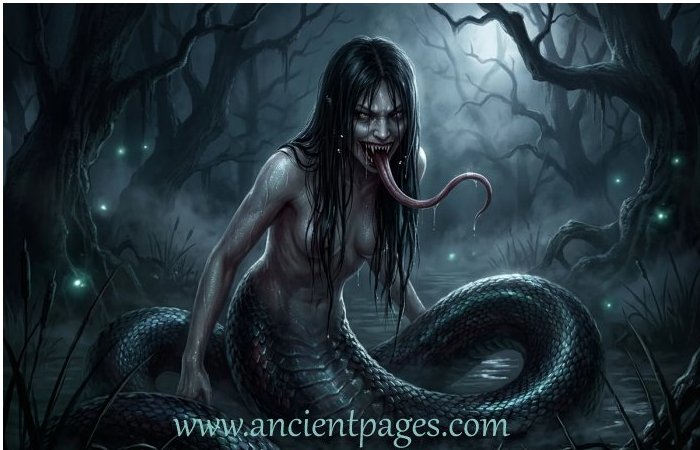 Gigantic Terrifying Snake-Like Creature With A Woman’s Face In Japanese Beliefs Gigantic Terrifying Snake-Like Creature With A Woman’s Face In Japanese Beliefs
